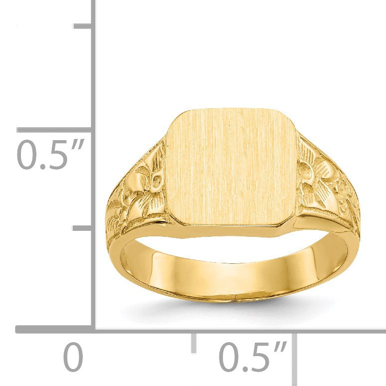 14K Polished 8.0x8.25mm Closed Back Size 3.5 Childs Square Signet Ring