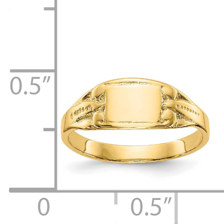 14K Polished 6.25x4.0mm Closed Back Size 3.25 Baby Rectangular Signet Ring
