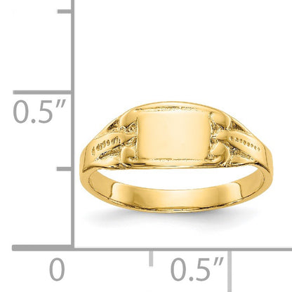 14K Polished 6.25x4.0mm Closed Back Size 3.25 Baby Rectangular Signet Ring
