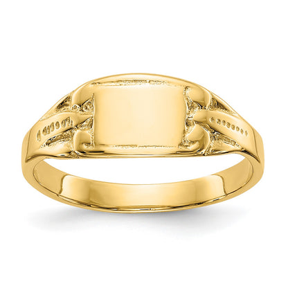 14K Polished 6.25x4.0mm Closed Back Size 3.25 Baby Rectangular Signet Ring