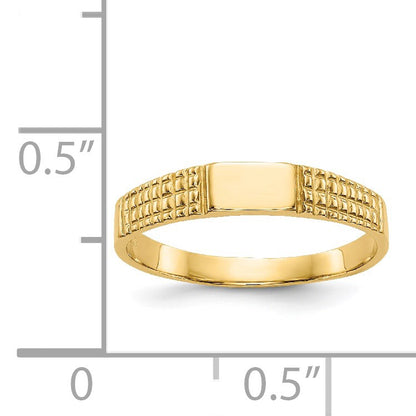 14K Polished 4.5x3.0mm Closed Back Size 3.25 Childs Rectangular Signet Ring