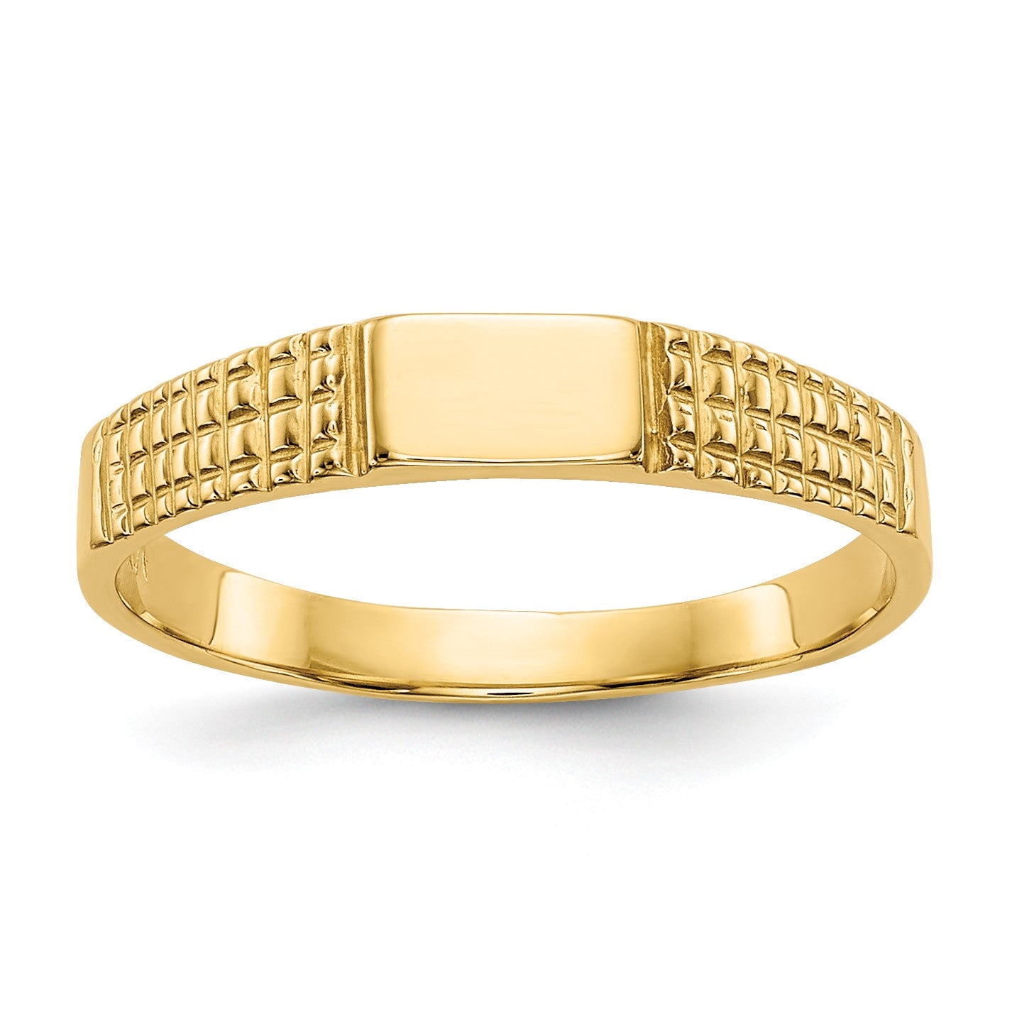 14K Polished 4.5x3.0mm Closed Back Size 3.25 Childs Rectangular Signet Ring