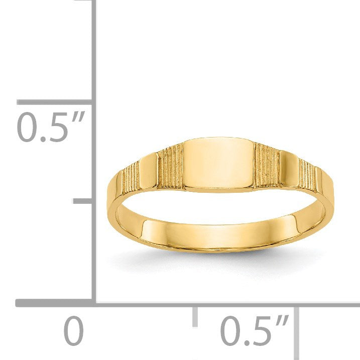 14K Polished 4.5x3.5mm Closed Back Size 1.75 Baby Square Signet Ring