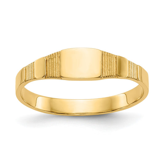14K Polished 4.5x3.5mm Closed Back Size 1.75 Baby Square Signet Ring