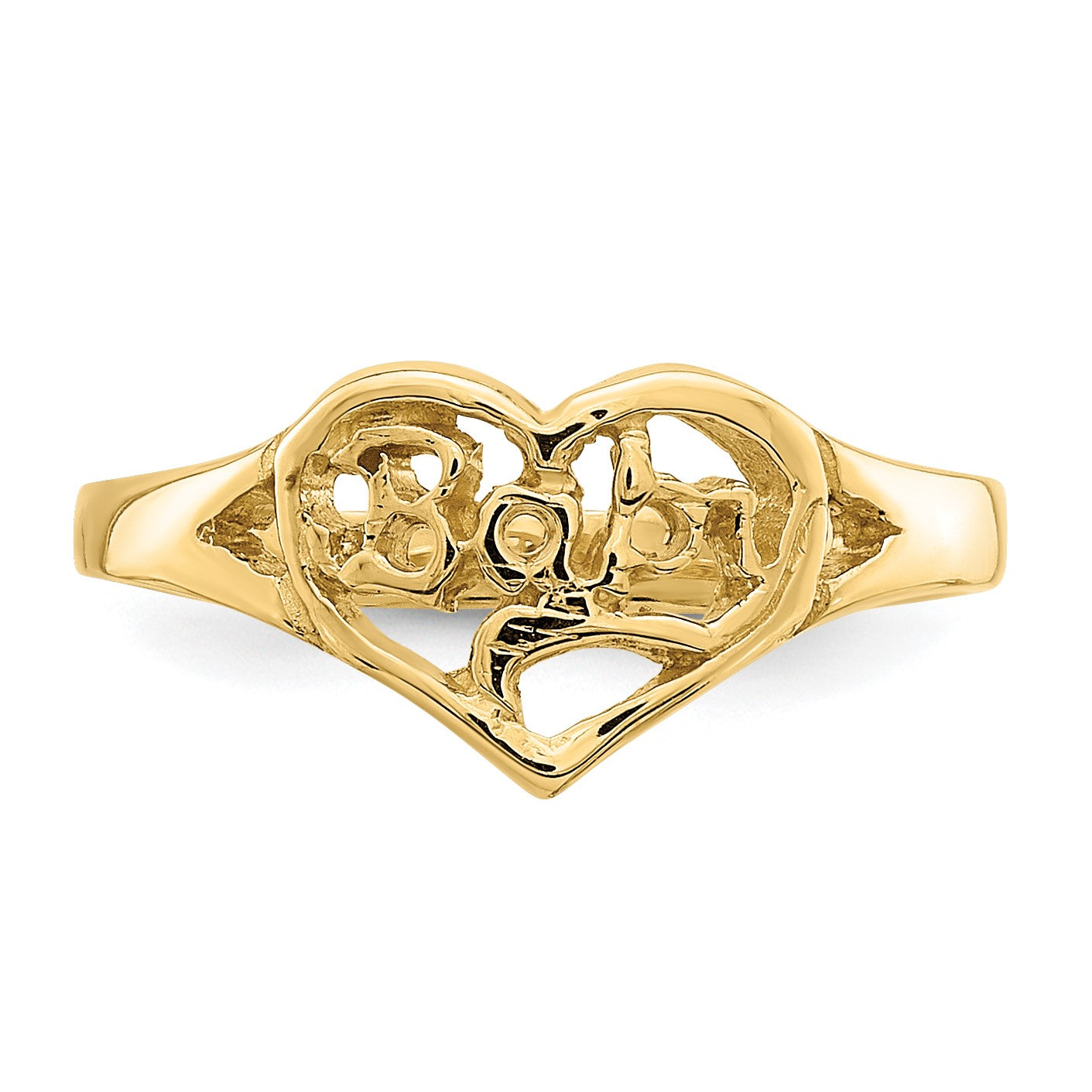 14K Cut-out BABY Heart Size 2.25 Baby / Childs Ring