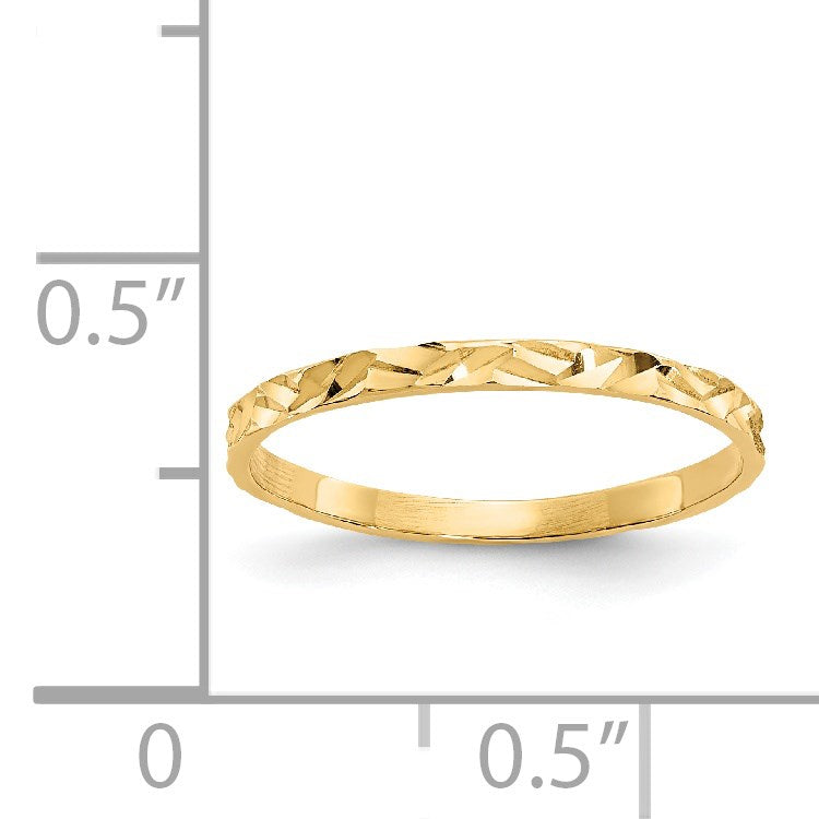 14K 1mm Diamond-cut Zig-Zag Design Flat Band Size 3 Baby / Childs Ring