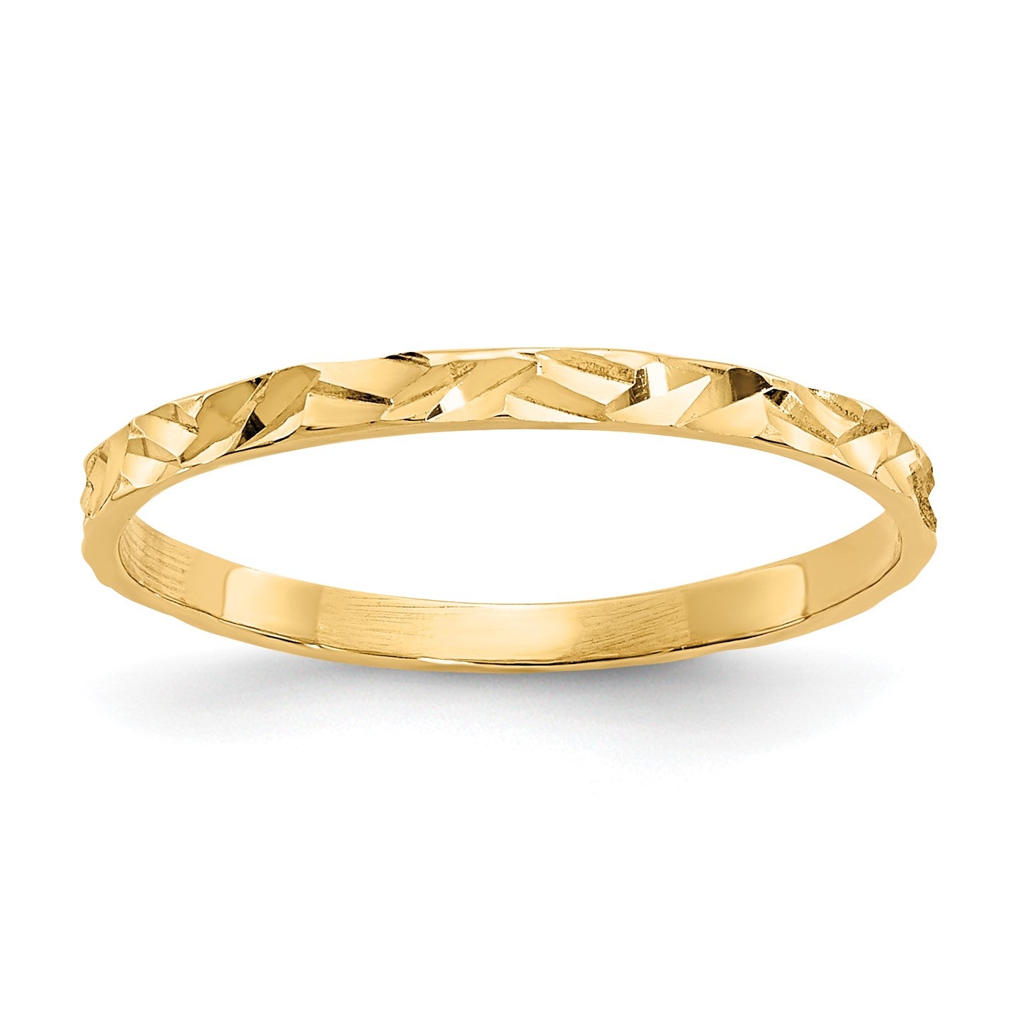 14K 1mm Diamond-cut Zig-Zag Design Flat Band Size 3 Baby / Childs Ring