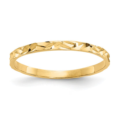 14K 1mm Diamond-cut Zig-Zag Design Flat Band Size 3 Baby / Childs Ring