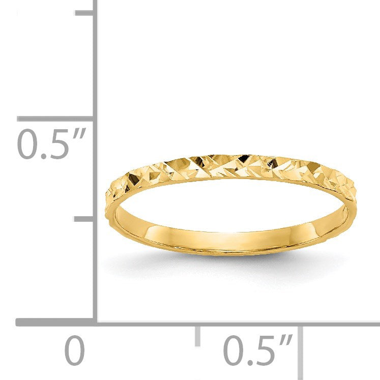 14K 1mm Diamond-cut Design Flat Band Size 3 Baby / Childs Ring