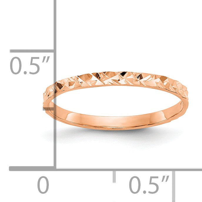 14K Rose Gold 1mm Diamond-cut Design Flat Band Size 3 Baby / Childs Ring