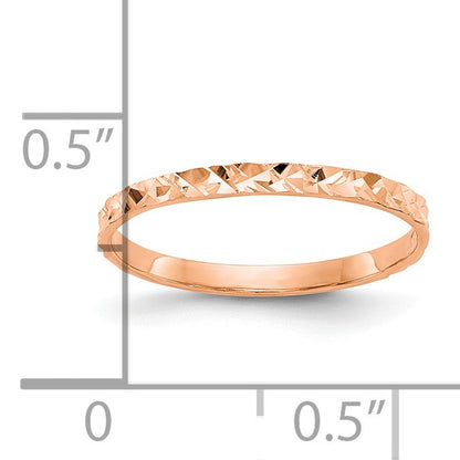 14K Rose Gold 1mm Diamond-cut Design Flat Band Size 3 Baby / Childs Ring