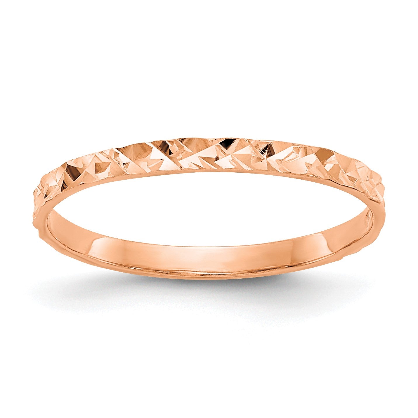 14K Rose Gold 1mm Diamond-cut Design Flat Band Size 3 Baby / Childs Ring