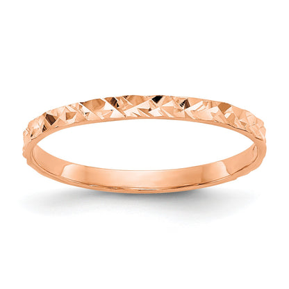 14K Rose Gold 1mm Diamond-cut Design Flat Band Size 3 Baby / Childs Ring
