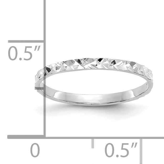 14K White Gold 1mm Diamond-cut Design Flat Band Size 3 Baby / Childs Ring