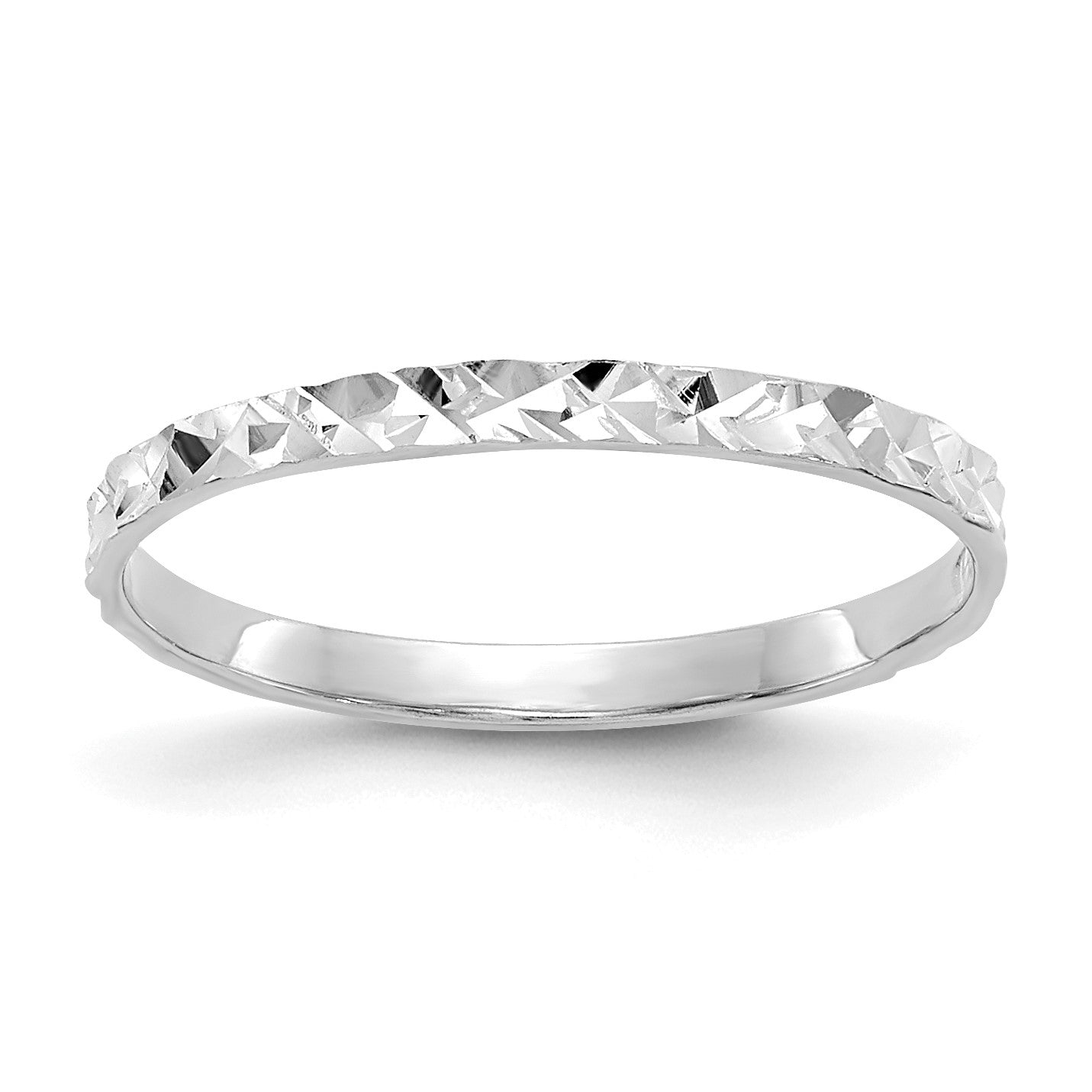 14K White Gold 1mm Diamond-cut Design Flat Band Size 3 Baby / Childs Ring