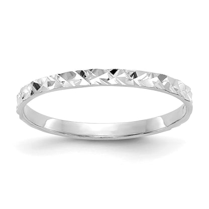 14K White Gold 1mm Diamond-cut Design Flat Band Size 3 Baby / Childs Ring