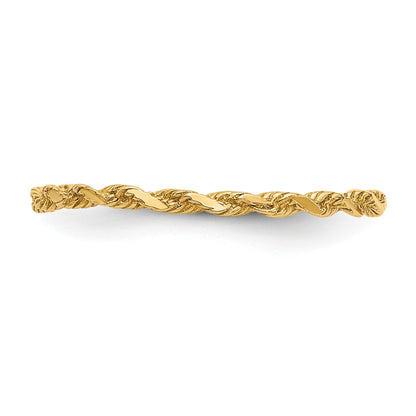 14K Diamond-cut Textured Rope Band Ring