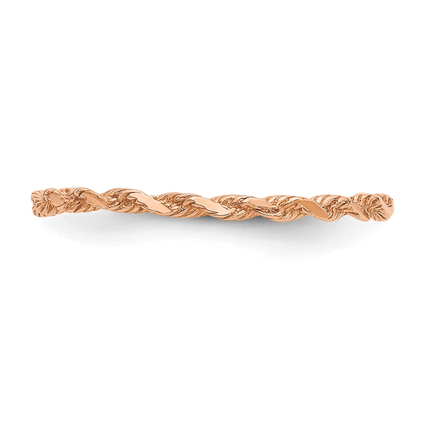 14K Rose Gold Diamond-cut Textured Rope Band Ring