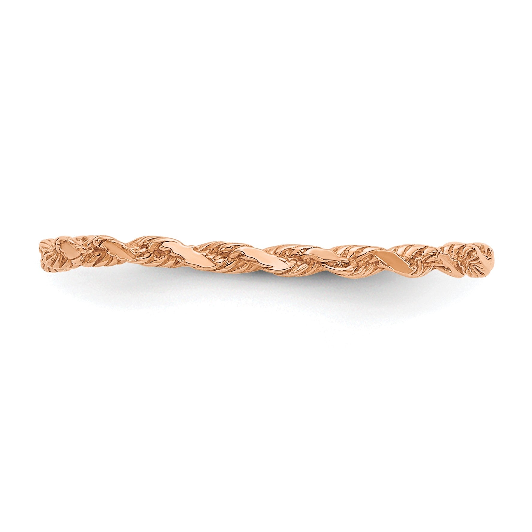 14K Rose Gold Diamond-cut Textured Rope Band Ring