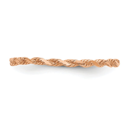 14K Rose Gold Diamond-cut Textured Rope Band Ring
