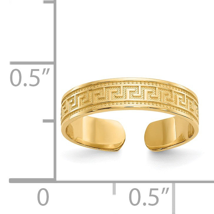 14k 4mm Greek Key Toe Ring