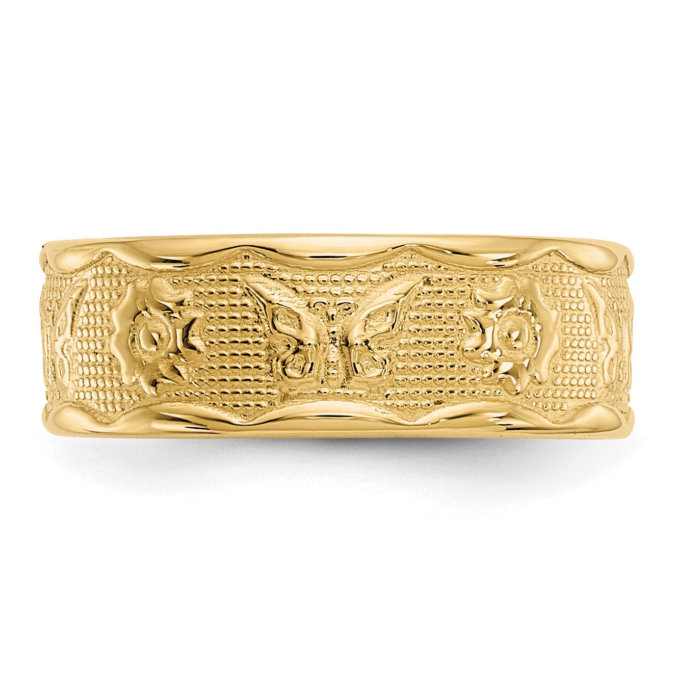 14k Flower  and Butterfly Toe Ring