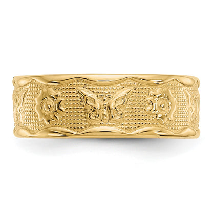 14k Flower  and Butterfly Toe Ring