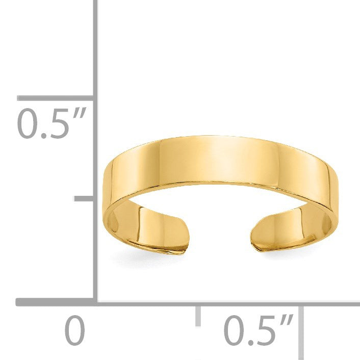 14K Adjustable Polished 3mm Band Toe Ring