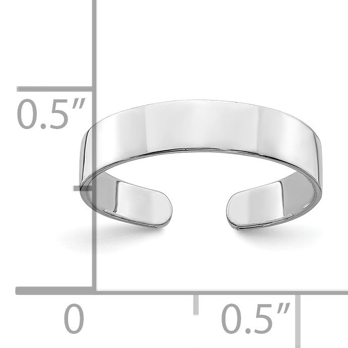 14k White Gold Polished Adjustable 3mm Band Toe Ring