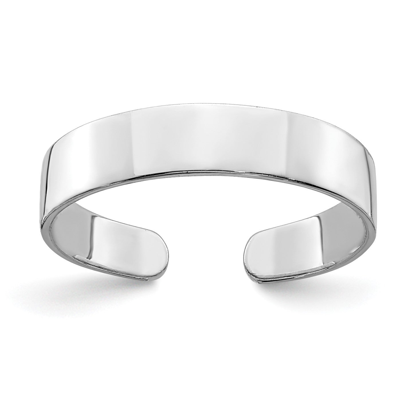 14k White Gold Polished Adjustable 3mm Band Toe Ring