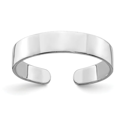 14k White Gold Polished Adjustable 3mm Band Toe Ring
