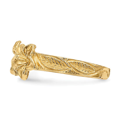 14k Polished Flowers Toe Ring