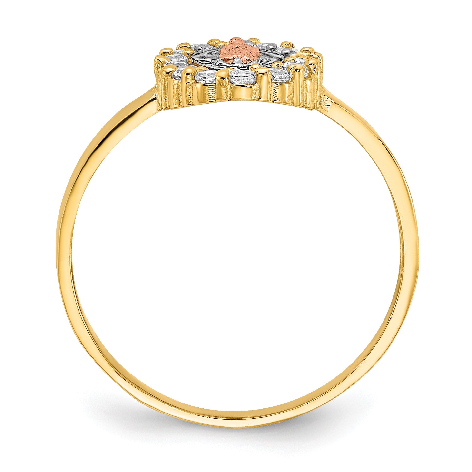 14k Two-tone with White Rhodium CZ Our Lady of Guadalupe Ring
