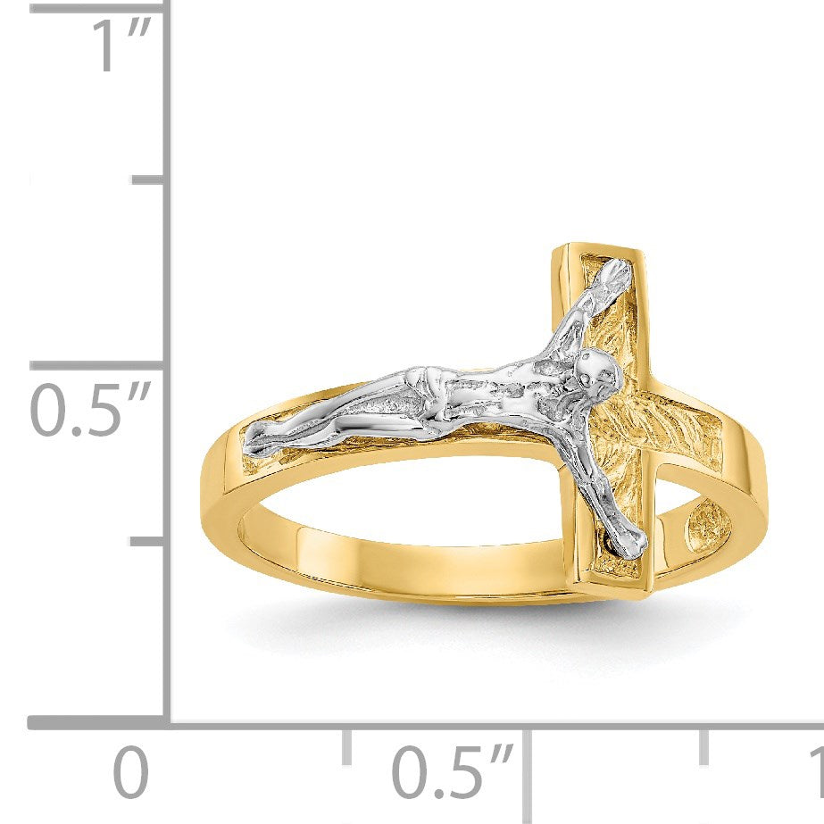 14k Two-tone Polished Crucifix Ring