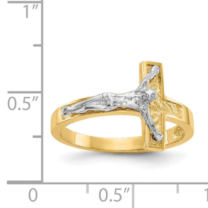 14k Two-tone Polished Crucifix Ring