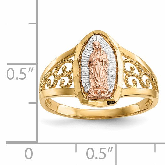 14k Two-tone with White Rhodium Our Lady of Guadalupe Ring