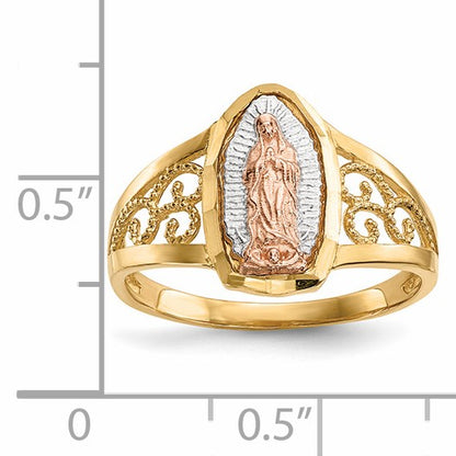 14k Two-tone with White Rhodium Our Lady of Guadalupe Ring