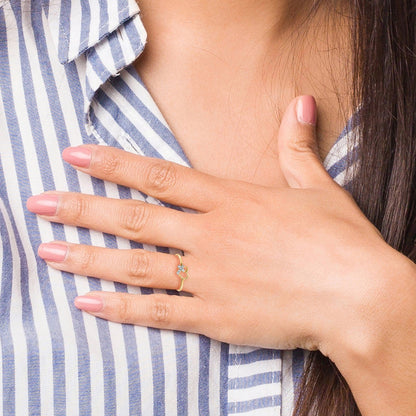 14k Heart with CZ Cross Ring