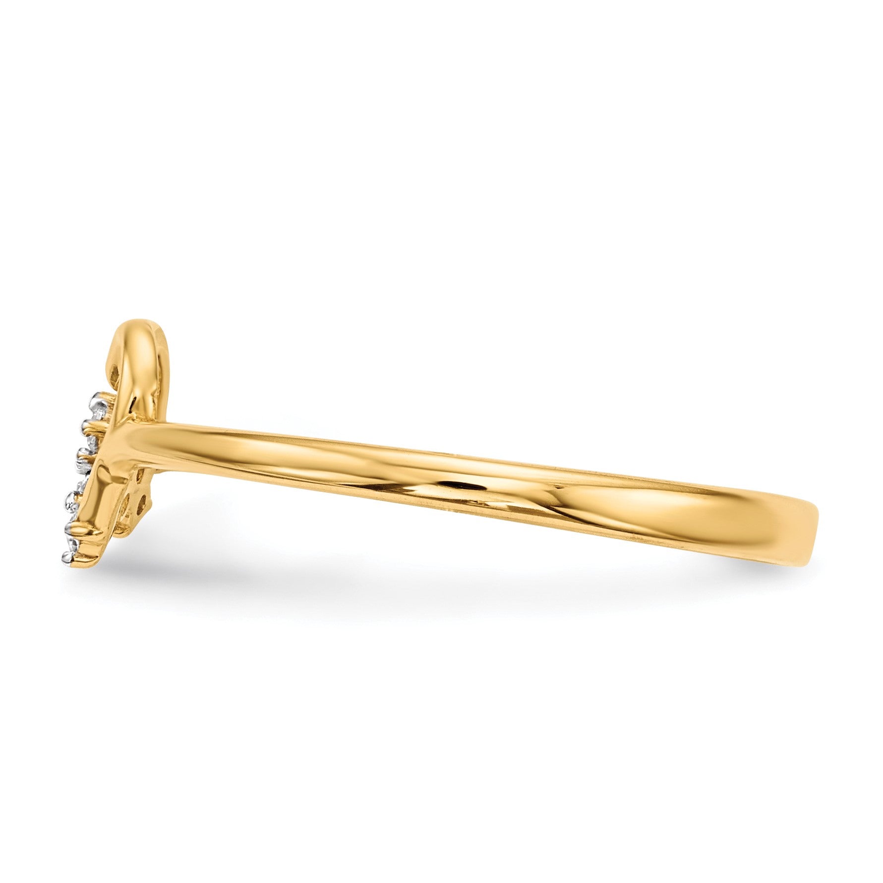 14k Heart with CZ Cross Ring