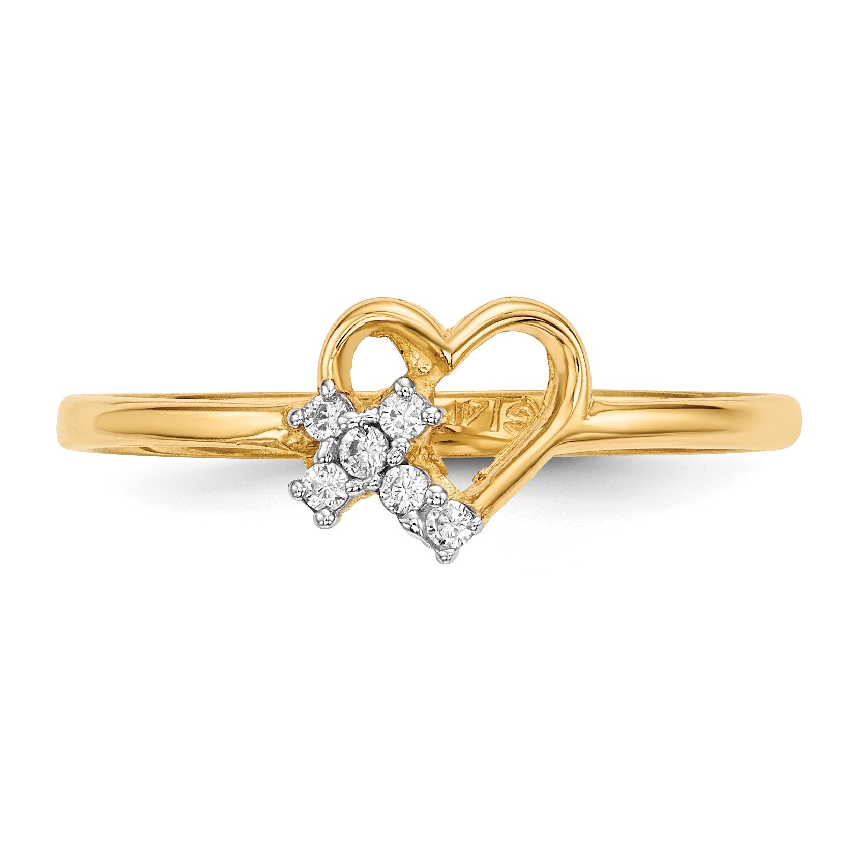 14k Heart with CZ Cross Ring
