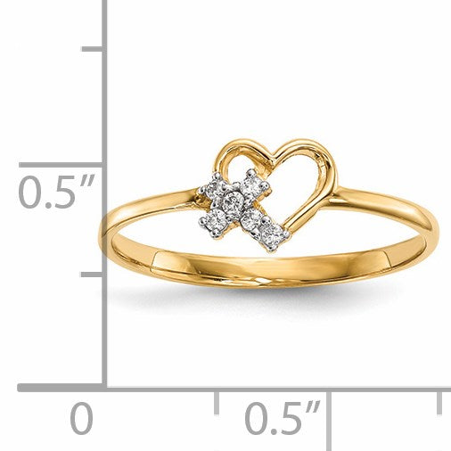 14k Heart with CZ Cross Ring