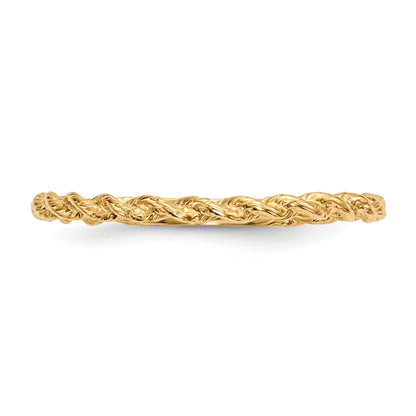 14k Polished Twisted Rope Ring Size 8