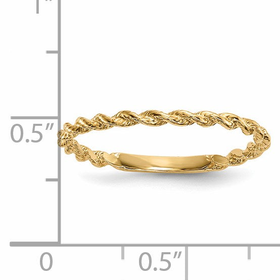14k Polished Twisted Rope Ring