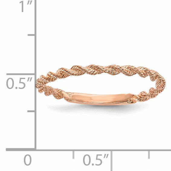14k Rose Gold Polished Twisted Rope Ring