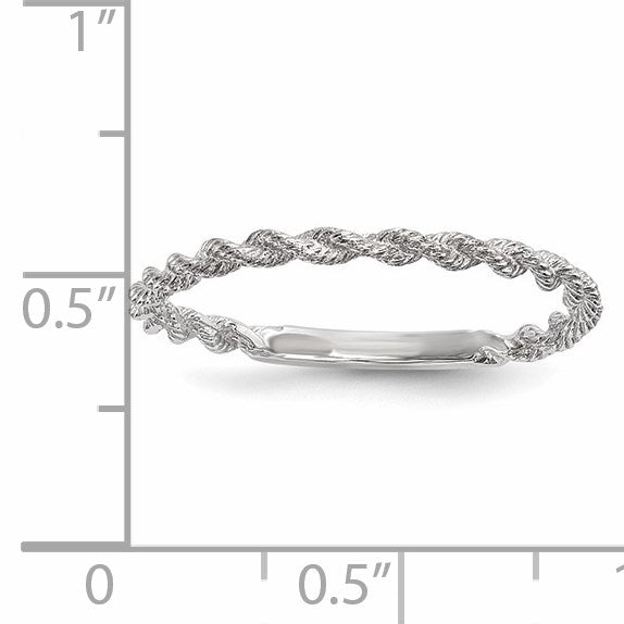 14k White Gold Polished Twisted Rope Ring
