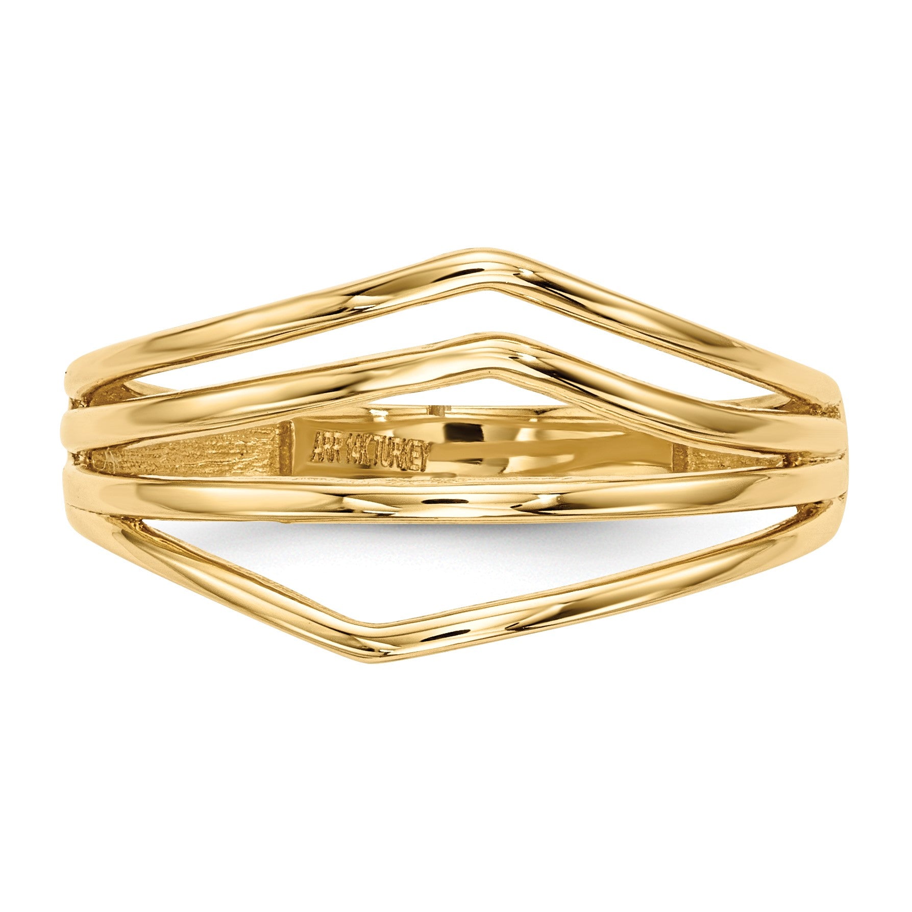 14k Polished Curved 4-Bar Ring