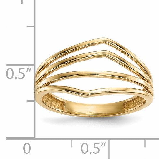 14k Polished Curved 4-Bar Ring