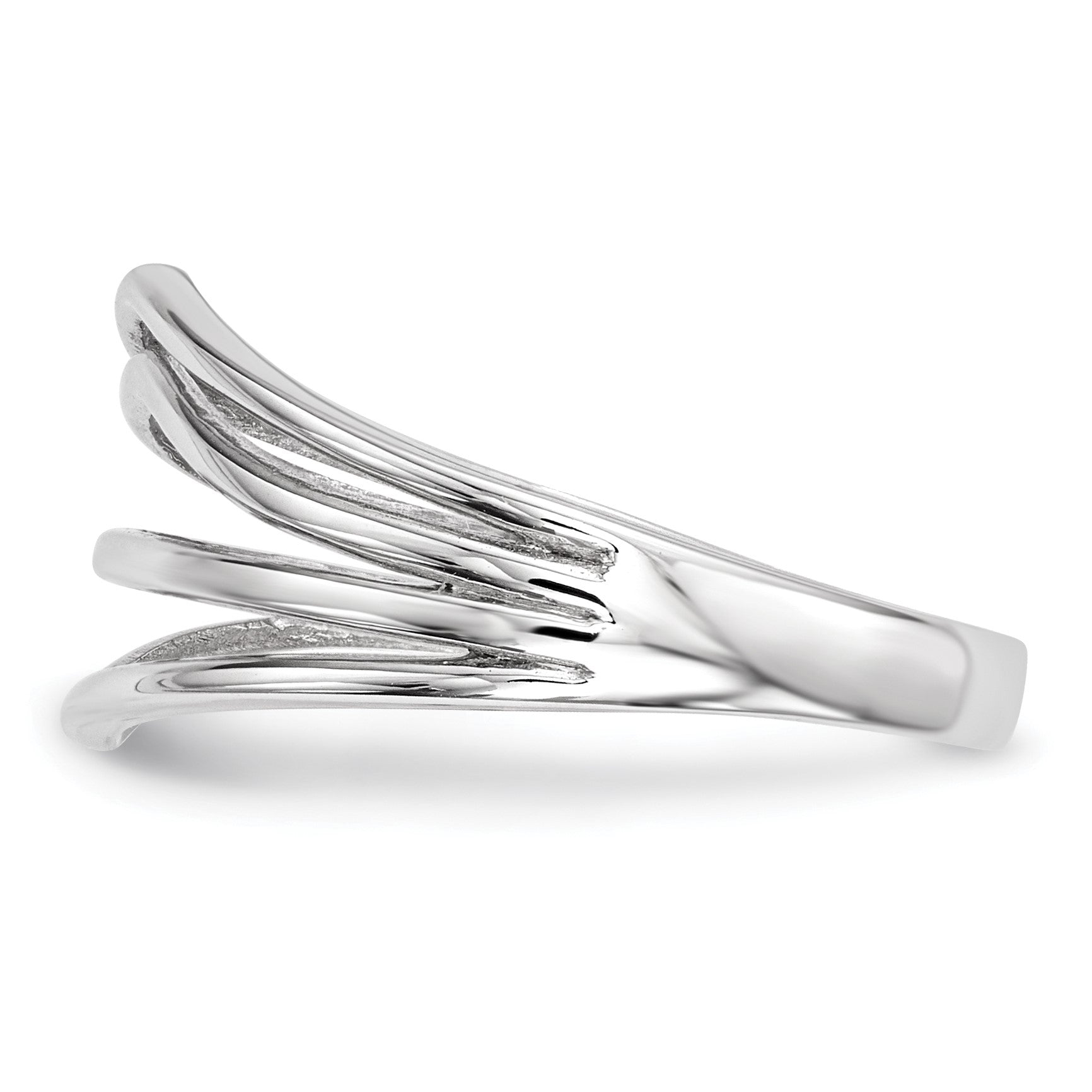 14k White Gold Polished Curved 4-Bar Ring