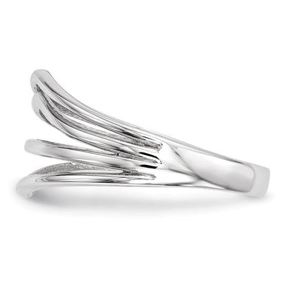 14k White Gold Polished Curved 4-Bar Ring