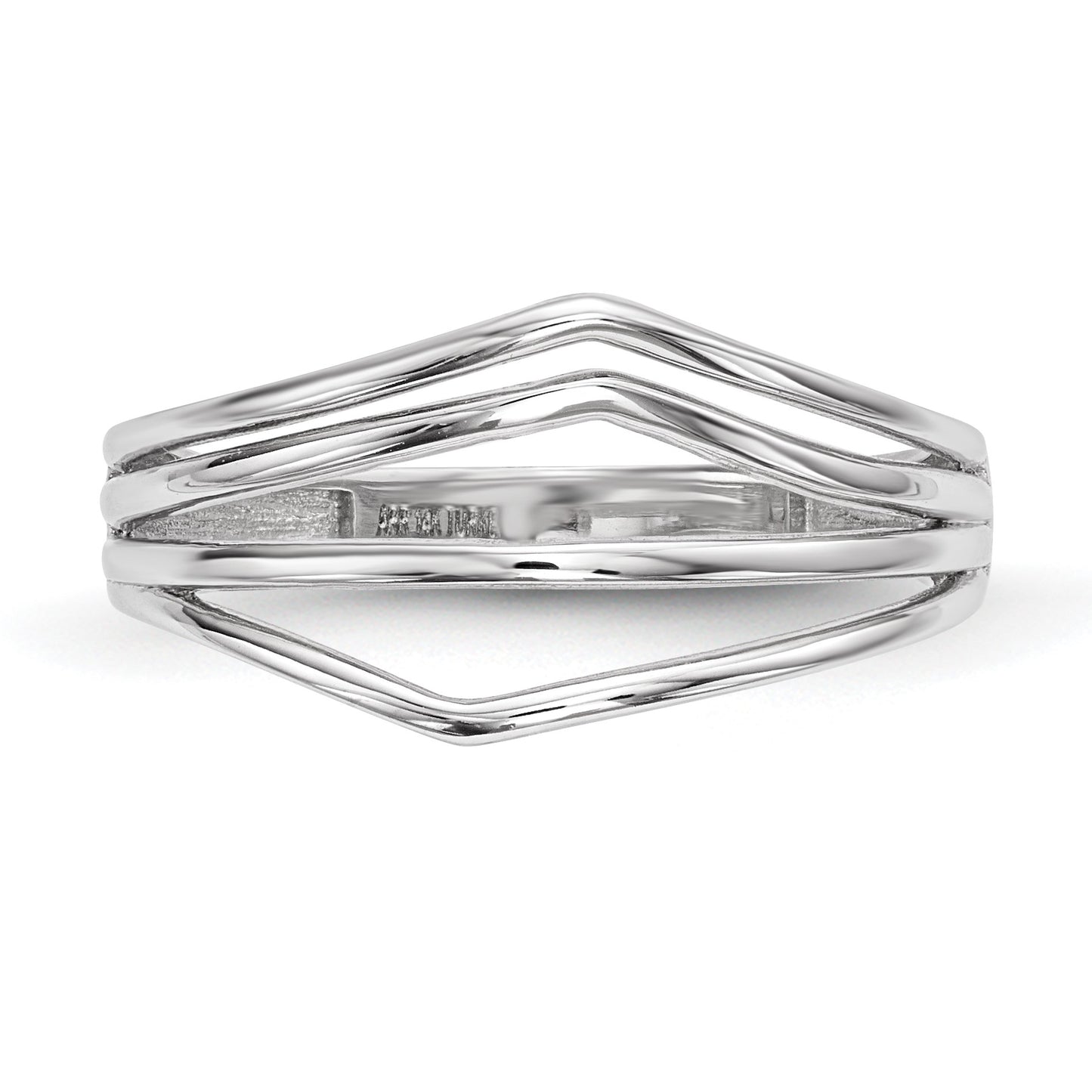 14k White Gold Polished Curved 4-Bar Ring